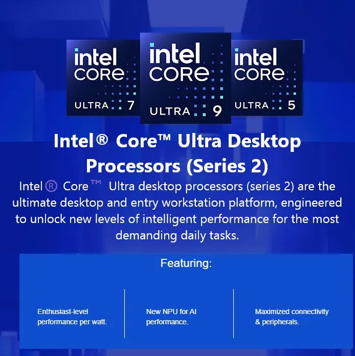 ULTRA7-265KF-TRAY CPU Intel Core Ultra 7 265KF Arrow Lake CPU Intel Core Ultra 7 265KF - Core Ultra 7 (Series 2) Arrow Lake 20-Core (8P+12E)up to 5.5 GHz , LGA 1851, 125W Desktop Processor - None Integrated Graphics - TRAY