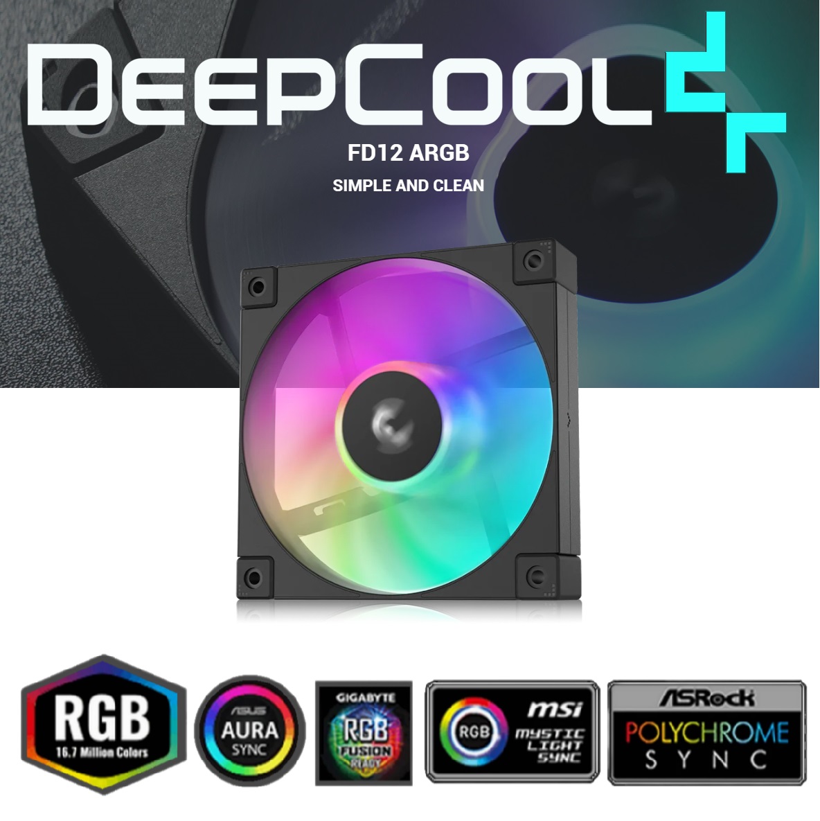 DeepCool FD12 Gen 2 ARGB 120mm Case Fan Vivid ARGB Lighting (1) FD12-BKAPN1-G DeepCool FD12 Gen 2 ARGB 120mm Case Fan DeepCool FD12 Gen 2 ARGB 120mm Case Fan ; Six Bright LEDs Vivid ARGB Lighting ; Corner Rubber Pads ; 8-pin Daisy Chains to 3-pin LED Connector & 4-pin PWM ; 63.6 CFM Air Volume ; 2050 RPM Fan Speed | BLACKĀ