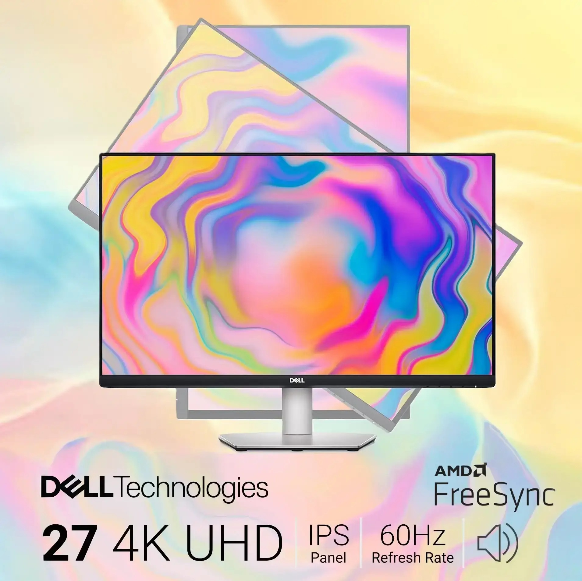 Dell 27-Inch 4K UHD USB-C Monitor w 3W Speakers Elite-grade (1) DELL-S2722QC Dell 27-Inch 4K UHD USB-C Monitor 3W Speakers Dell S2722QC 27-Inch 4K UHD USB-C Monitor, 60Hz Refresh Rate 3840 x 2160 , 4ms (gray-to-gray extreme) Response Time, 1.07 Billion Colors, Built-in 3W Speakers , Full Motion Adjustment " Tilt,Swivel,Rotation,Hight" - Platinum Silver