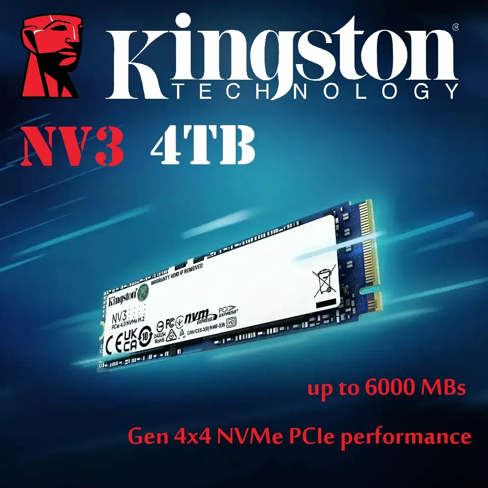SNV3S/4000G Kingston NV3 4TB PCIe NVMe SSD 6000 MBs Kingston NV3 4TB PCIe 4.0 NVMe SSD M.2 2280 Interface Internal Solid State Drive, 3D NAND , Blazing Speed up tp 6000 MBs , Gen 4x4 NVMe PCIe Performance | SNV3S/4000G