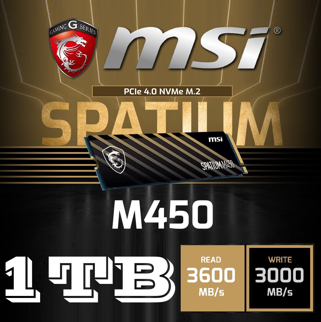 MSI-SPATIUM-M450-PCIe-Gen4-SSD-NVMe-Up-to-3600-MBps-600-TBW-6 S78-440L980-P83 MSI SPATIUM M450 1TB PCIe Gen4 SSD NVMe MSI SPATIUM M450 1TB PCIe Gen4 SSD NVMe 1.4– Blazing Speeds Up to 3600/3000 MB/s, 3D NAND Flash, Compact Design, Built-in Data Security, M.2 2280 Internal Gaming NVMe ,Up to 600 TBW