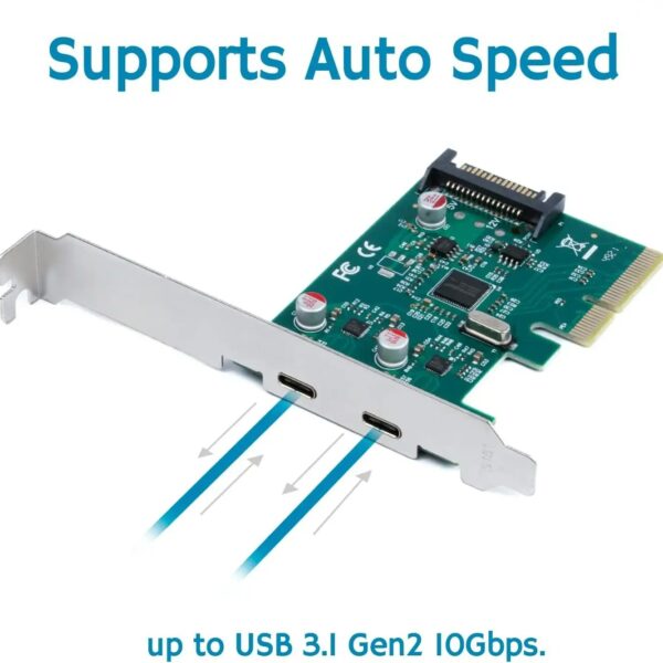 SPB301 PCI Express Card with 2 USB Type C Ports PCI Express Card with 2 USB 3.1 Type C Ports 10GB/s Transmission. PCI Express 4X Expansion Card for 2 Superspeed USB 3.1 Ports with Type C | SPB301