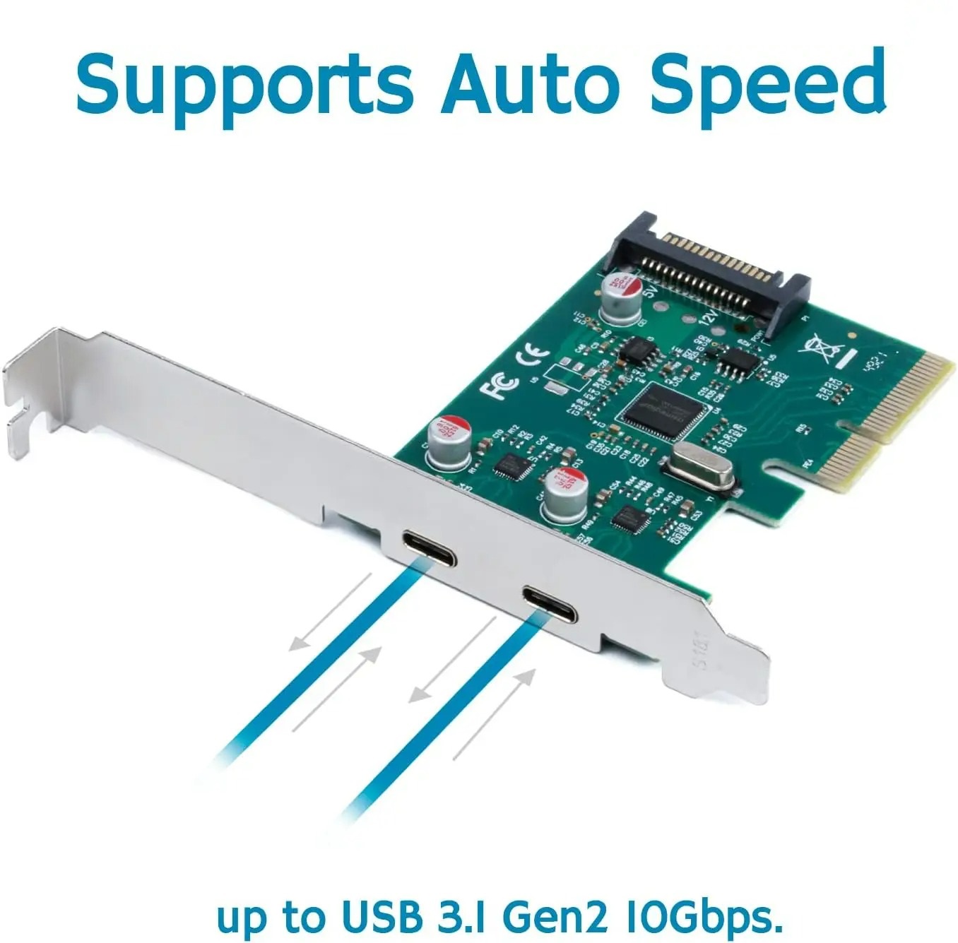 SPB301 PCI Express Card with 2 USB Type C Ports PCI Express Card with 2 USB 3.1 Type C Ports 10GB/s Transmission. PCI Express 4X Expansion Card for 2 Superspeed USB 3.1 Ports with Type C | SPB301