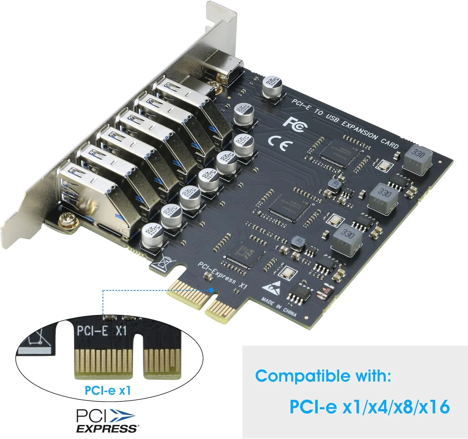 PCIe1X to 6xUSB 2xUSB-C usb3.1 Expansion card (7) SPB219 PCIe1X to 6xUSB 2xUSB-C usb3.1 Expansion card PCI-e to 2Port USB C + 6 Port USB 3.0 Internal Expansion Card 5Gbps