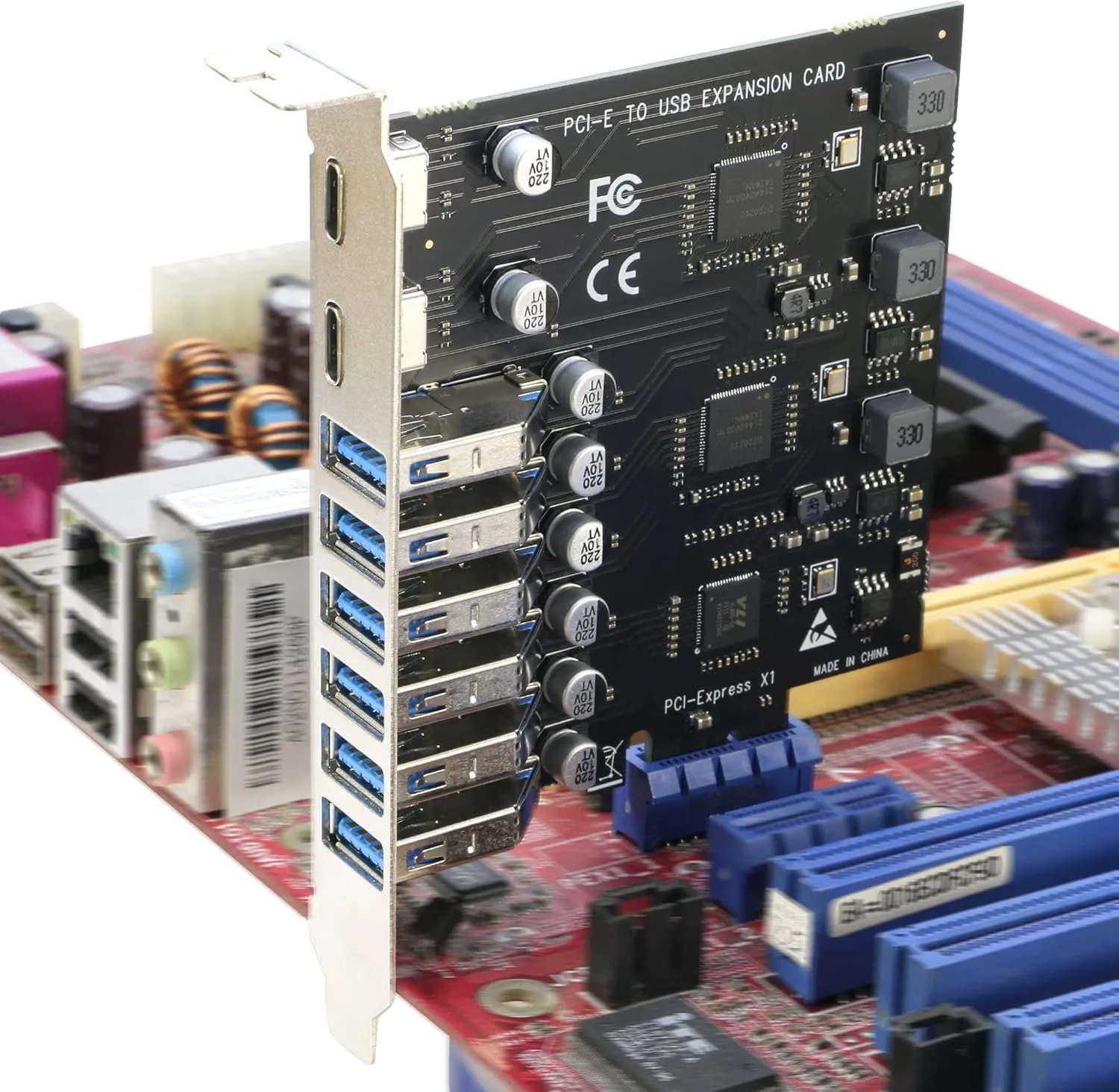 PCIe1X to 6xUSB 2xUSB-C usb3.1 Expansion card (8) SPB219 PCIe1X to 6xUSB 2xUSB-C usb3.1 Expansion card PCI-e to 2Port USB C + 6 Port USB 3.0 Internal Expansion Card 5Gbps