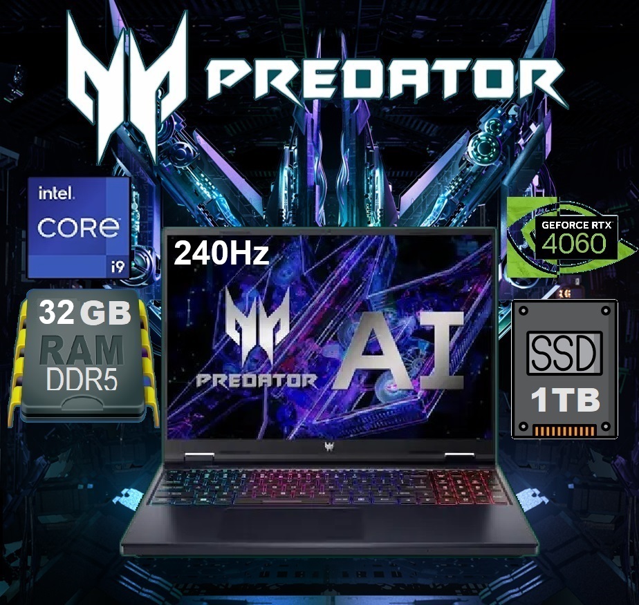 Predator-Helios-Neo-16-i9-13900HX-RTX-4070-32GB-DDR5-RAM-1-1 PHN16-72-99B2 Helios Neo 16 i9-14900HX RTX 4060 32GB RAM Acer Predator Helios Neo 16 PHN16-72-99B2 Intel® Core™ i9-14900HX | 32 GB DDR5 RAM , 1 TB SSD | RTX™ 4060, 8 GB | 16 inch WQXGA IPS Display 240 Hz | Windows 11 Home | Intel® Killer Wi-Fi 6 | Black