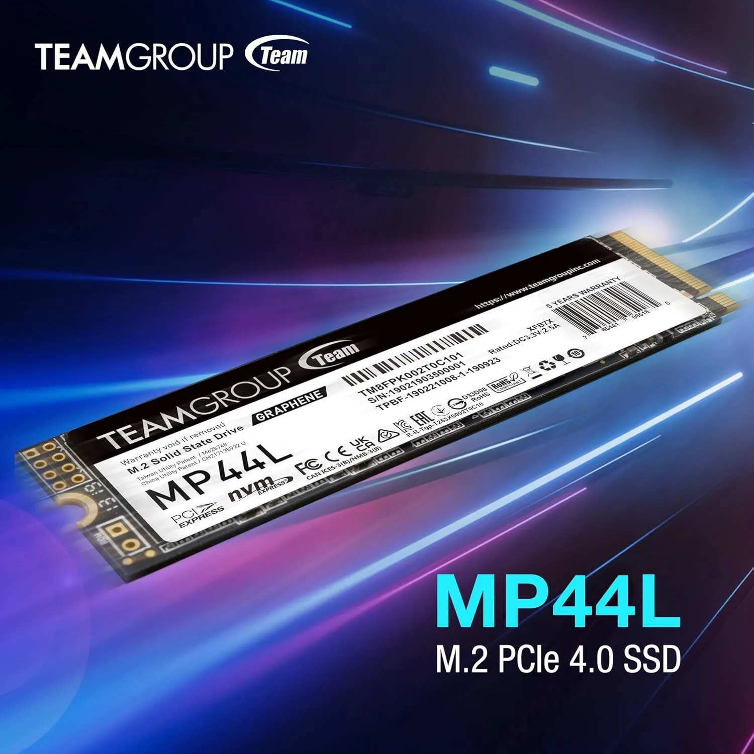 TM8FPK001T0C101 TEAMGROUP MP44L 1TB SLC Cache NVMe 5000Mbs TEAMGROUP MP44L 1TB SLC Cache NVMe 1.4 PCIe Gen 4x4 M.2 2280 Laptop & Desktop SSD (R/W Speed up to 5,000/4,500MB/s) TM8FPK001T0C101