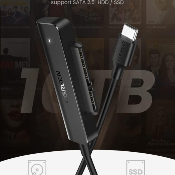 UGREEN-70610 UGREEN SATA to USB C Adapter Cable for SSD HDD UGREEN SATA to USB C Adapter Cable for 2.5" SSD and HDD Hard Drive Connector 5Gbps Support SATA III UASP Thunderbolt 3 Compatible with Samsung Seagate WD Hitachi Toshiba, MacBook Pro/Air | 70610