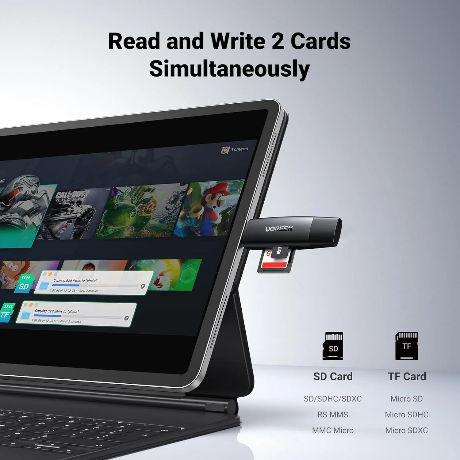 UGREEN-80191 UGREEN USB-A USB-C SD Card Reader OTG Micro UGREEN SD Card Reader USB 3.0 USB C Memory Card Reader OTG Card Adapter for SD Micro SD SDHC SDXC MMC Card Compatible with MacBook Pro Air Mi Galaxy S20 iPad Pro 2020 Surface Pro Computer Laptop | 80191