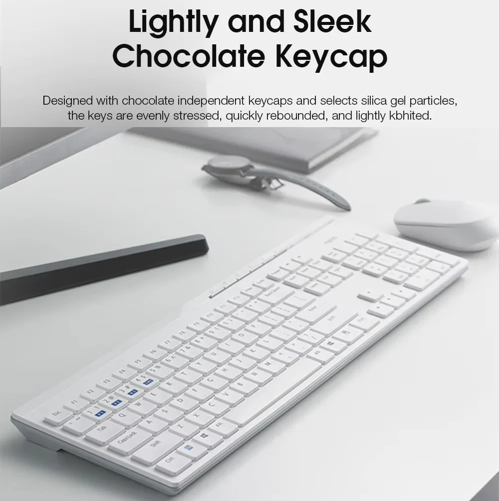 Untitledfsfxv Rapoo 8100GT Keyboard Mouse Wireless Combo Dual-Mode BT3.0+BT5.0+2.4G Wireless (with USB receiver) 105-Key Chocolate Keycaps Keyboard for Office Business PC Laptop | WHITE - Image 5
