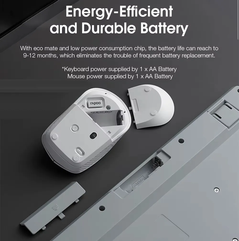 Untitledxxx Rapoo 8100GT Keyboard Mouse Wireless Combo Dual-Mode BT3.0+BT5.0+2.4G Wireless (with USB receiver) 105-Key Chocolate Keycaps Keyboard for Office Business PC Laptop | WHITE - Image 7