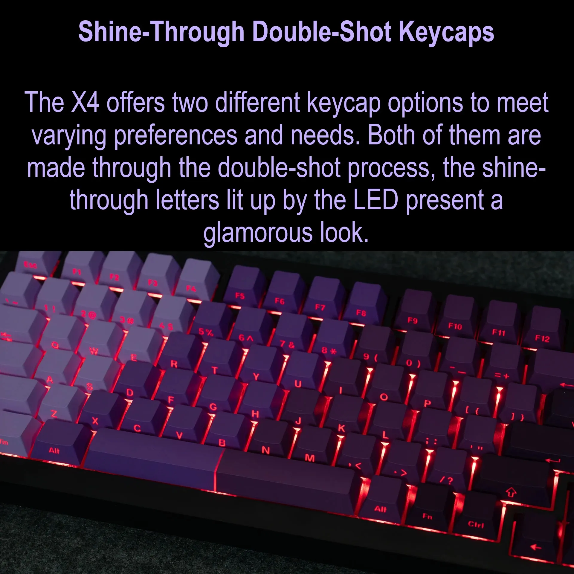 X4-A3P X4 75 Layout Mechanical Keyboard w BROWN Switch Keychron Lemokey X4 75% Layout Mechanical Keyboard with BROWN Switches ; 1000Hz Polling Rate ; Pre-Lubed Shine-through Cherry Profile Side-Printed Double-Shot PBT Keycaps ; QMK Customizable ; N-key Rollover Anti-Ghosting ; Red Backlit ; for Windows/Linux/macOS | PURPLE X4-A3P 