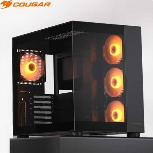 d2024-12-16 101705 FV150 Mid Tower ARGB PC Case w Tempered Glass Cougar FV150 Mid Tower ARGB PC Case with Tempered Glass Window ; up to ATX Support , Preinstalled 4 ARGB Fans 120mm ; USB 3.2 Gen 2 Type-C x 1, USB-A 3.0 x 2, 4 Pole Headset Audio Jack, RGB Button BLACK