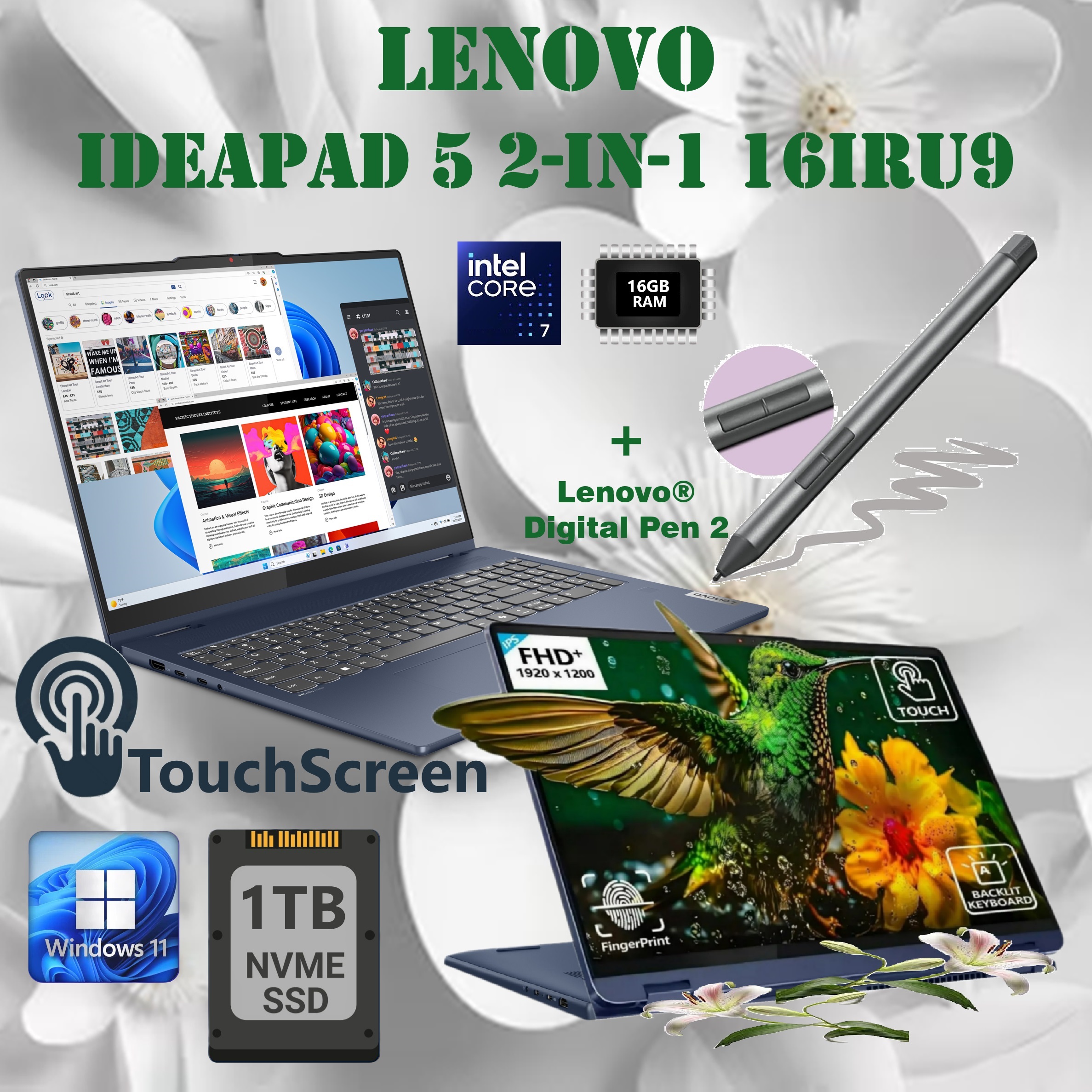 white-paper-abstract-yyy 83DU001KUS Core 7 150U 1TB SSD 16 inch Touchscreen Lenovo IdeaPad 5 2-in-1 16IRU9 Intel® Core™ 7 150U | 16GB DDR5x RAM ; 1TB SSD NVMe® | 16 inch WUXGA IPS Touchscreen | Backlit Keyboard | Windows® 11 | Fingerprint Reader |Lenovo® Digital Pen 2 Incl. | Cosmic Blue