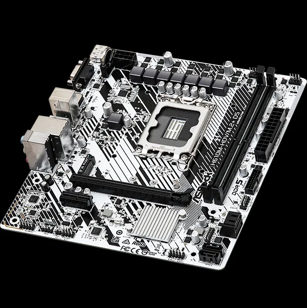 90-MXBM50-A0UAYZ ASRock H610M-HDV DDR5 Micro ATX MotherBoard ASRock  H610M-HDV/M.2+ D5 LGA 1700 DDR5 Micro ATX MotherBoard ; Intel H610 SATA 6Gb/s ; Supports 14th, 13th & 12th Gen ; Integrated Graphics Chipset  ; Intel Extreme Memory Profile (XMP) 3.0 ;  7.1 Audio Channels 