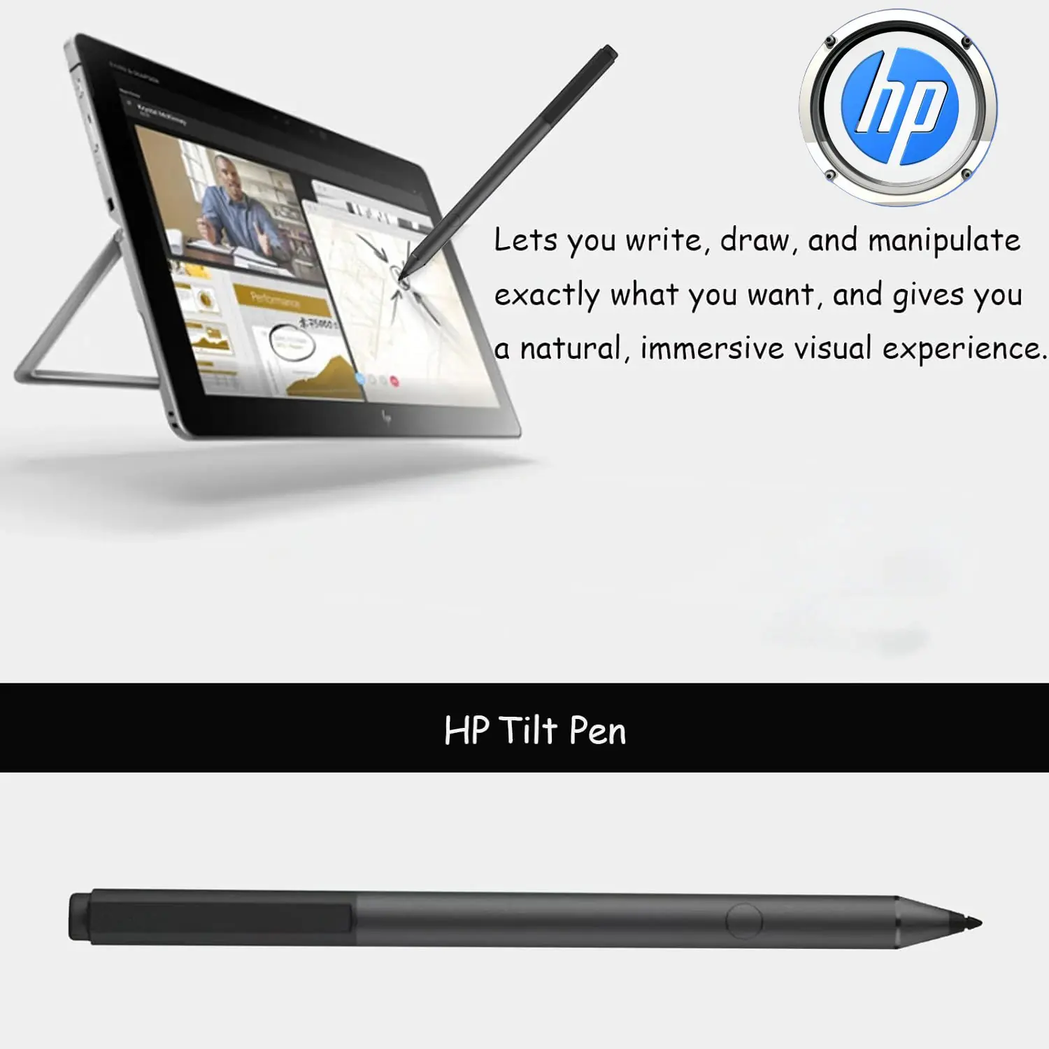 929863-001 HP Tilt Stylus Pen with Eraser Function HP Tilt Pen with Eraser Function ;  Stylus Pen for HP Touch Screen Monitors & Tablets ; Tilt Detection, Bluetooth Pairing ; Sketching , Drawing or Taking Notes | 929863-001 Graphite Grey