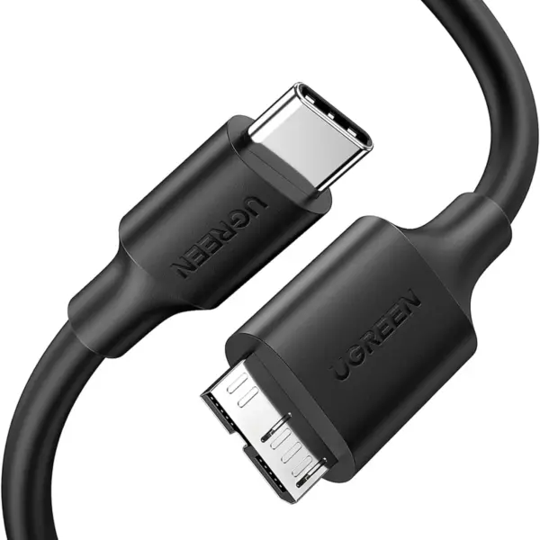UGREEN-20103 UGREEN USB C to USB 3 Micro B Cable UGREEN USB C to USB 3.0 Micro B Cable, Fast Charging and Sync Data Transfer Cord, Compatible with Samsung Galaxy S5 Note 3 Seagate WD Toshiba External Hard Drive Camera, 1 meter | 20103