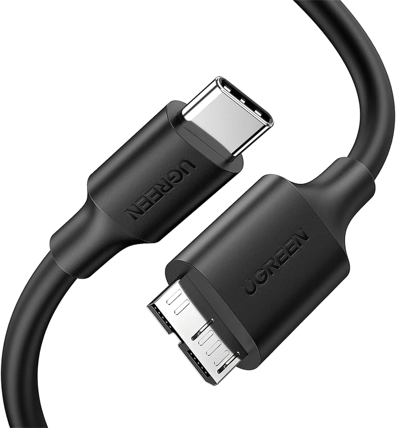 UGREEN-20103 UGREEN USB C to USB 3 Micro B Cable UGREEN USB C to USB 3.0 Micro B Cable, Fast Charging and Sync Data Transfer Cord, Compatible with Samsung Galaxy S5 Note 3 Seagate WD Toshiba External Hard Drive Camera, 1 meter | 20103