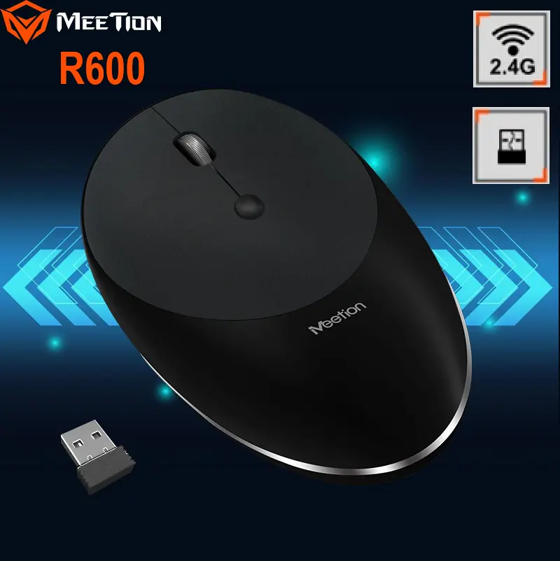 bluFGJnoloF MEETION-MT-R600-B Rechargeable Wireless Mouse R600 with 1600 DPI MEETION Rechargeable Wireless Mouse R600 with 1600 DPI, 10m Wireless Range, 2.4GHz Transmission, Mute Buttons, Auto Sleep, and Slim Design | BLACK GREY