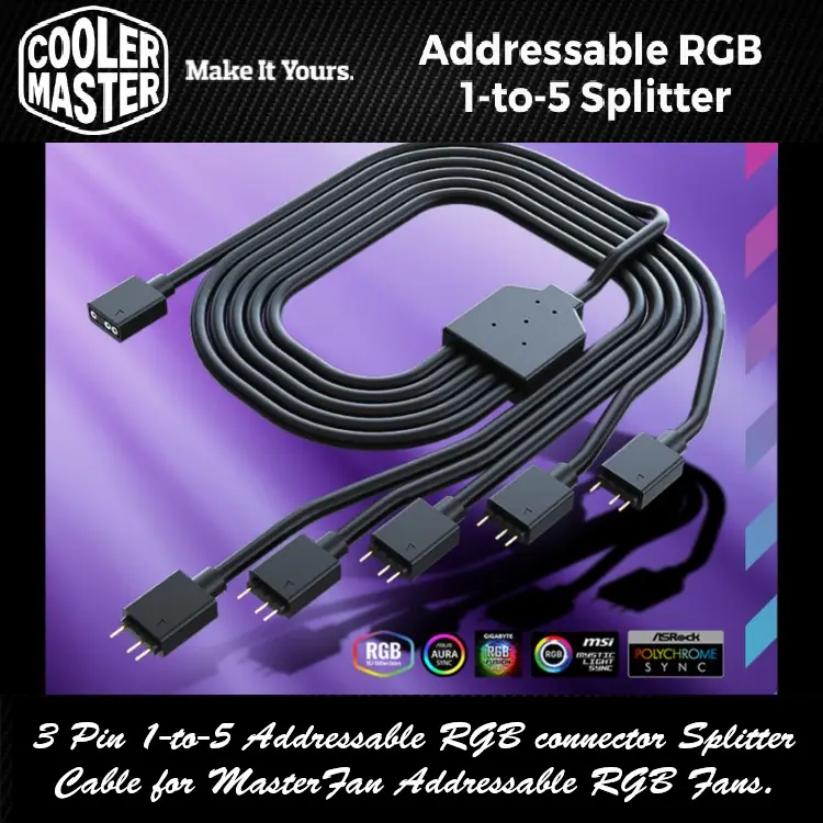 11d73514775f Cooler Master 1-to-5 ARGB Splitter Cable 3-Pin
