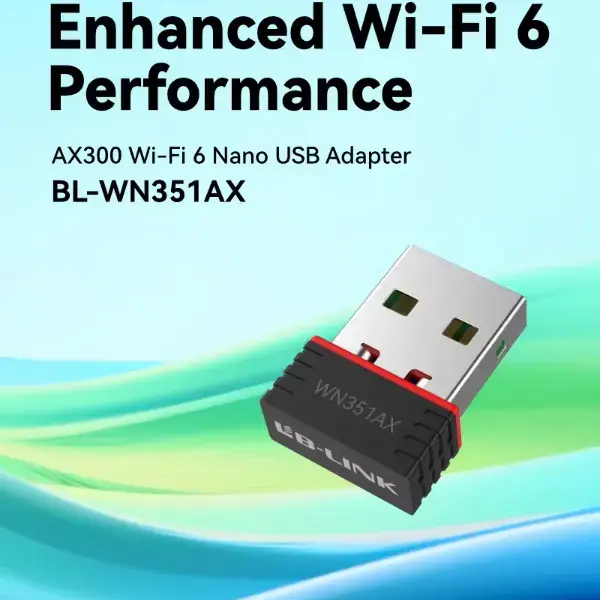 LB-LINK-BL-WN351AX AX300 Wi-Fi 6 USB Wireless Network Adapter LB-Link WN351AX AX300 Wi-Fi 6 USB Dongle 300Mbps Wireless Network Adapter, High-Gain Internal Antenna, IEEE 802.11b/g/n/ax, Compatible with Windows & Android , Portable Wi-Fi AP Mode