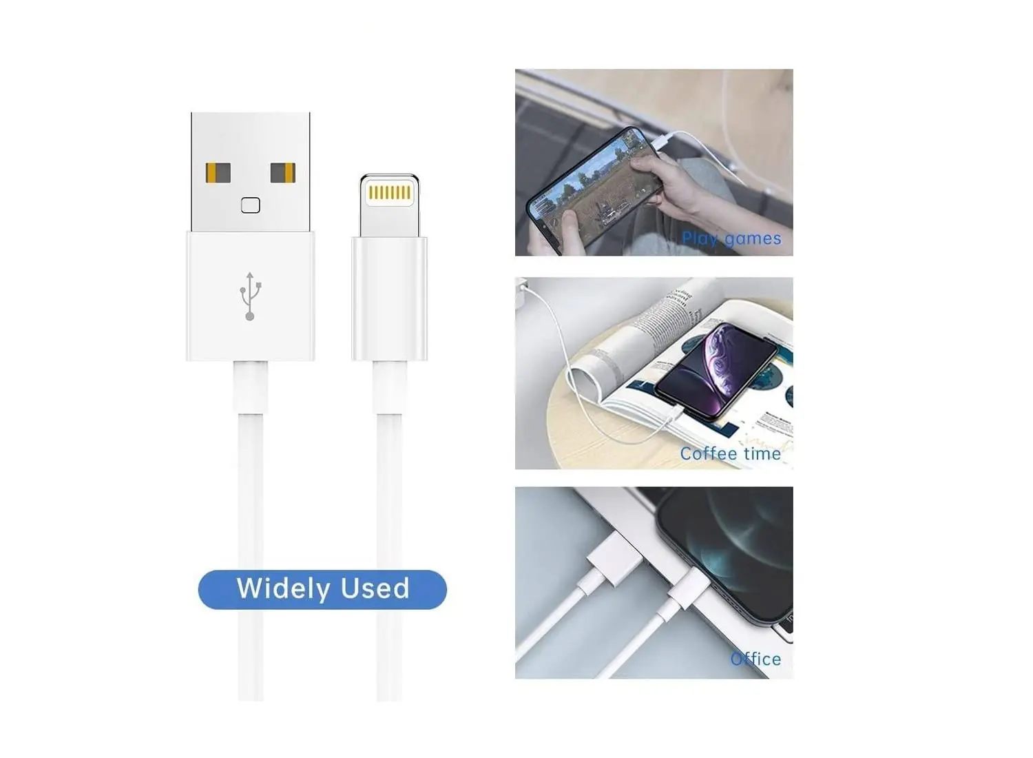 NCTS USB to Lightning Cable 1m: Fast Charging, Data Transfer, Durable Design, Compatible with iPhones and iPads, Ideal for Home and Office Use.