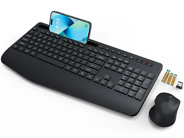 NCTS KB9B Wired Black Keyboard with Phone Holder: Ergonomic Design, Quiet Membrane Keys, Anti-Ghosting, Built-in Phone Stand, Ideal for Productivity, Office Work, and Casual Gaming. - Image 3