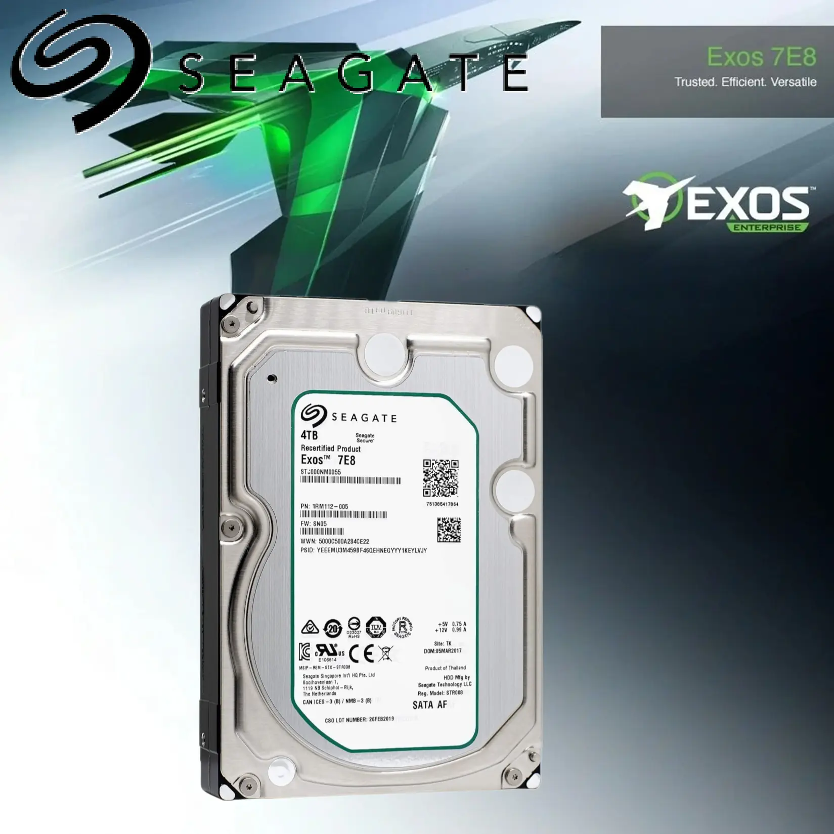 fk3867uk011fk ST4000NM000A Seagate Exos 7E8 4TB Enterprise HDD 7200 RPM Seagate Exos 7E8 4TB Enterprise HDD with 7200 RPM, 256MB Cache, 12Gb/s SAS, SATA, PowerChoice Technology, 2M MTBF, and Enhanced Security for Reliable Bulk Data Storage