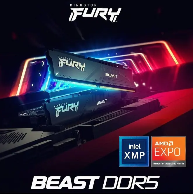 KF560C36BBE2-16 Kingston Fury Beast 16GB 6000MTs DDR5 RAM CL36 Kingston Fury Beast 16GB 6000MT/s DDR5 RAM CL36 1.35V Desktop Memory Single Module | AMD® EXPO &  Intel XMP  | Plug N Play | 288-Pin DIMM | KF560C36BBE2-16 Kingston FURY Beast 16GB DDR5 SDRAM Memory Module - For Motherboard - 16 GB (1 x 16GB) - DDR5-6000/PC5-48000 DDR5 SDRAM - 6000 MHz Single-rank Memory - CL36 - 1.35 V - Non-ECC - Unbuffered - 288-pin -