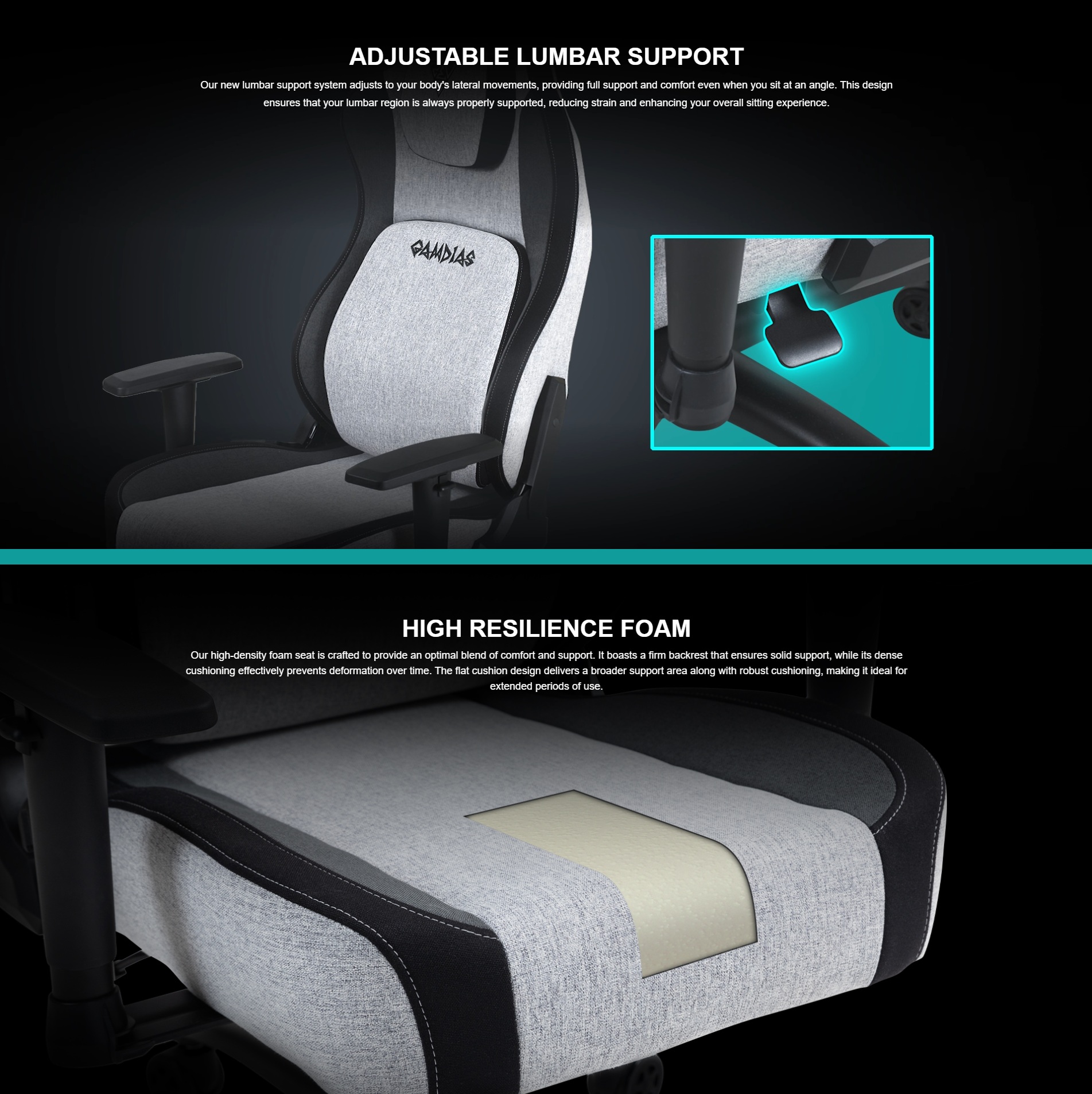 ZELUS-M4-WEAVE-GREYB ZELUS M4 Weave Ergonomic Gaming Chair GREY GAMDIAS ZELUS M4 Weave Ergonomic Gaming Chair – Premium Fabric, Ultrawide Seat, Gas Lift Lumbar Support, 2D Armrests, 160° Recline, Steel Base, High-Resilience Foam, 140kg Capacity | GREY BLACK 