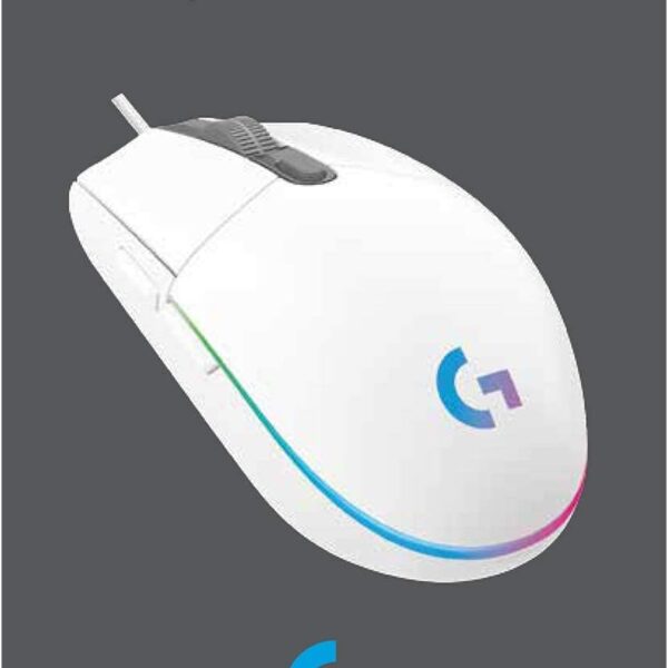 Logitech G G102 Light Sync | Wired Gaming Mouse, 8000 DPI, 6 Programmable Buttons, LIGHTSYNC RGB, Mechanical Button Tensioning, Customizable via G HUB – White