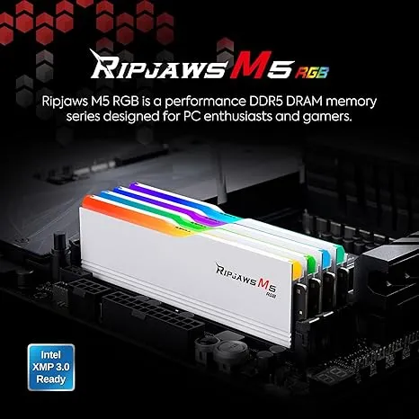 G.SKILL Ripjaws M5 RGB 32GB (2x16GB) DDR5 6400MT/s CL36 Memory Kit, Intel XMP 3.0, Dual-Channel, RGB Lighting, White Heat Spreader, High-Performance Gaming RAM | WHITE F5-6400J3648F16GX2-RM5RW - Image 3