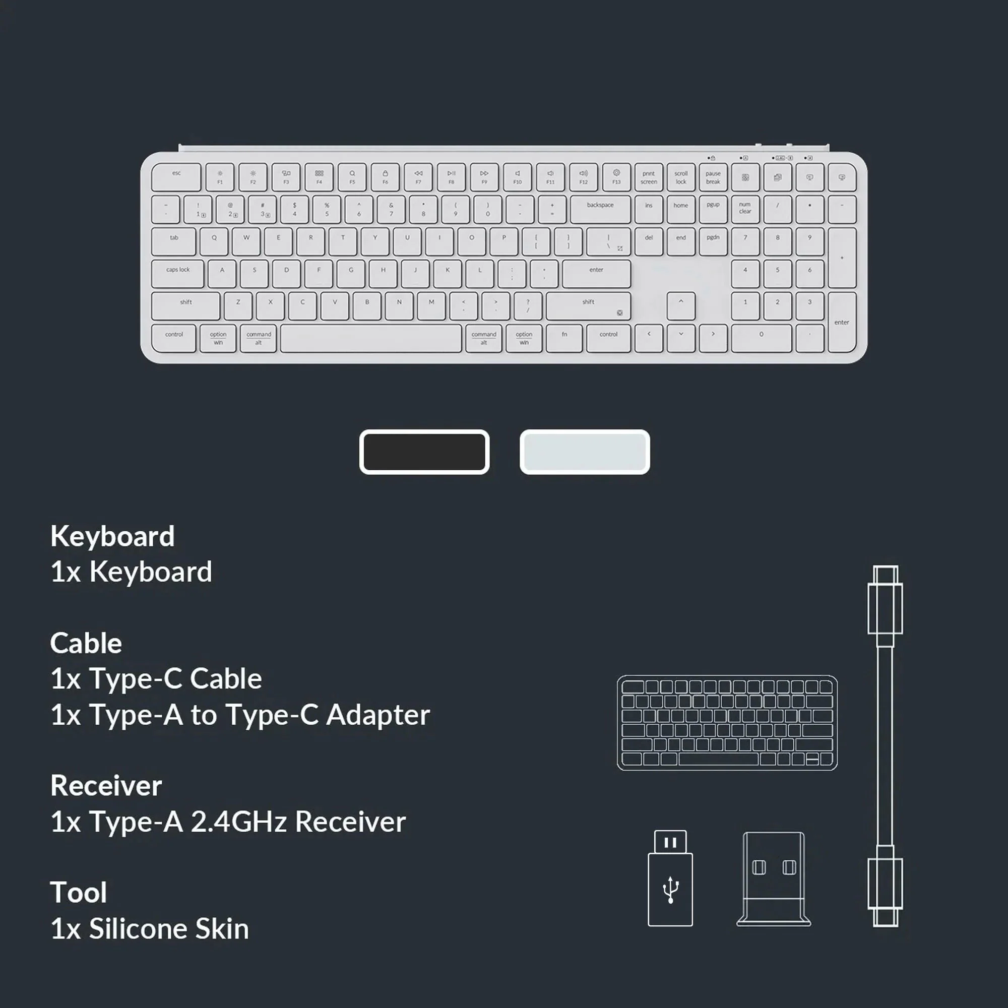B6-Pro-Accessories Keychron B1 Pro Ultra-Slim Full-Size Wireless Keyboard, 100% Layout, Bluetooth 5.2 & 2.4 GHz, 8-Month Battery Life, USB-C Wired, Mac/Windows/Linux Compatible, Ivory White - Image 8