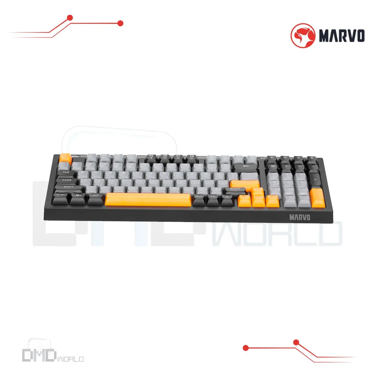 MARVO K638B Soldat S50B Gaming Keyboard | Silent Typing | 98 Keys | 19-Key Anti-Ghosting | Rainbow Backlight | USB Connection | Detachable Type-C Cable | Ergonomic Design - Image 5