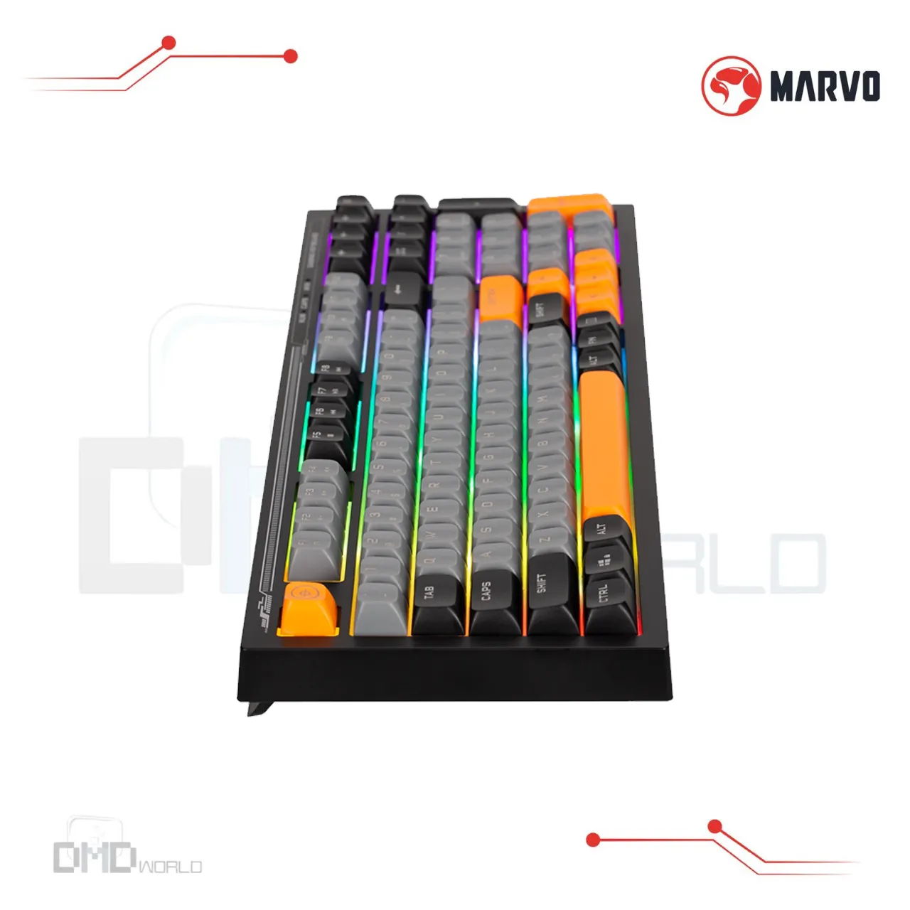 MARVO K638B Soldat S50B Gaming Keyboard | Silent Typing | 98 Keys | 19-Key Anti-Ghosting | Rainbow Backlight | USB Connection | Detachable Type-C Cable | Ergonomic Design - Image 6