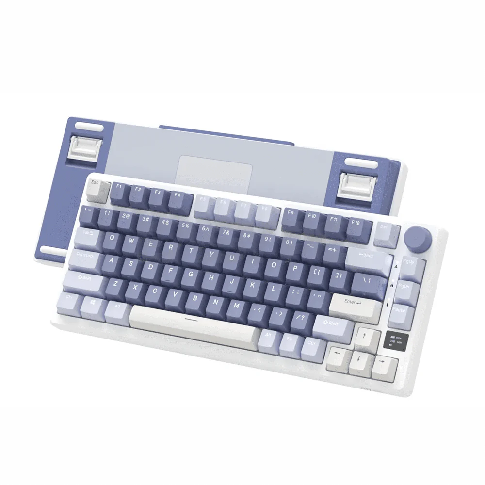 RK ROYAL KLUDGE M75 Mechanical Keyboard, Tri-Mode Connectivity Gaming Keyboard 75% Layout 81 Keys with OLED Smart Display & Knob, RGB Backlight Hot Swap Fast Silver Switch | OCEAN BLUE  - Image 11