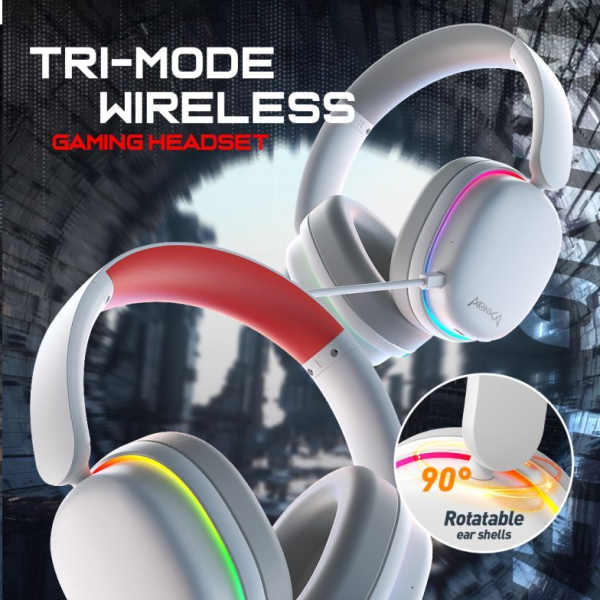 MARVO Monka Echo HG9070W Wireless Stereo Gaming Headset | Bluetooth 5.2, 50mm Speakers, RGB Illumination, Detachable Omnidirectional Mic, In-line Audio Control, 355g