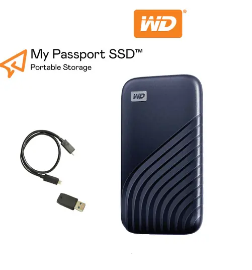 ff WD My Passport 1TB External SSD – 1050MB/s, USB 3.2, NVMe, Hardware Encryption, Portable & Durable - Image 1