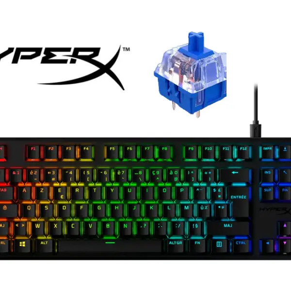 HyperX Alloy Origins Core PBT HX Blue Keyboard – Compact Tenkeyless, RGB Backlight, HyperX Blue Switches, Detachable USB-C Cable, 50g Actuation, Anti-Ghosting, Game Mode