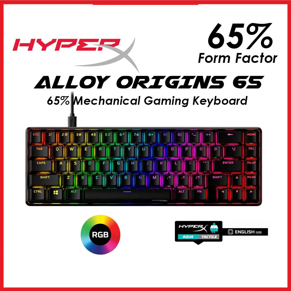 oioioy HyperX Alloy Origins Core PBT Keyboard – Compact Tenkeyless, RGB Backlight, HyperX Aqua Switches, Detachable USB-C Cable, 45g Actuation, Anti-Ghosting, Game Mode - Image 1