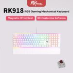 Royal Kludge RK918 Full-Size 108-Key Mechanical Gaming Keyboard with Brown Switches, RGB Backlight, Wired Connection, White