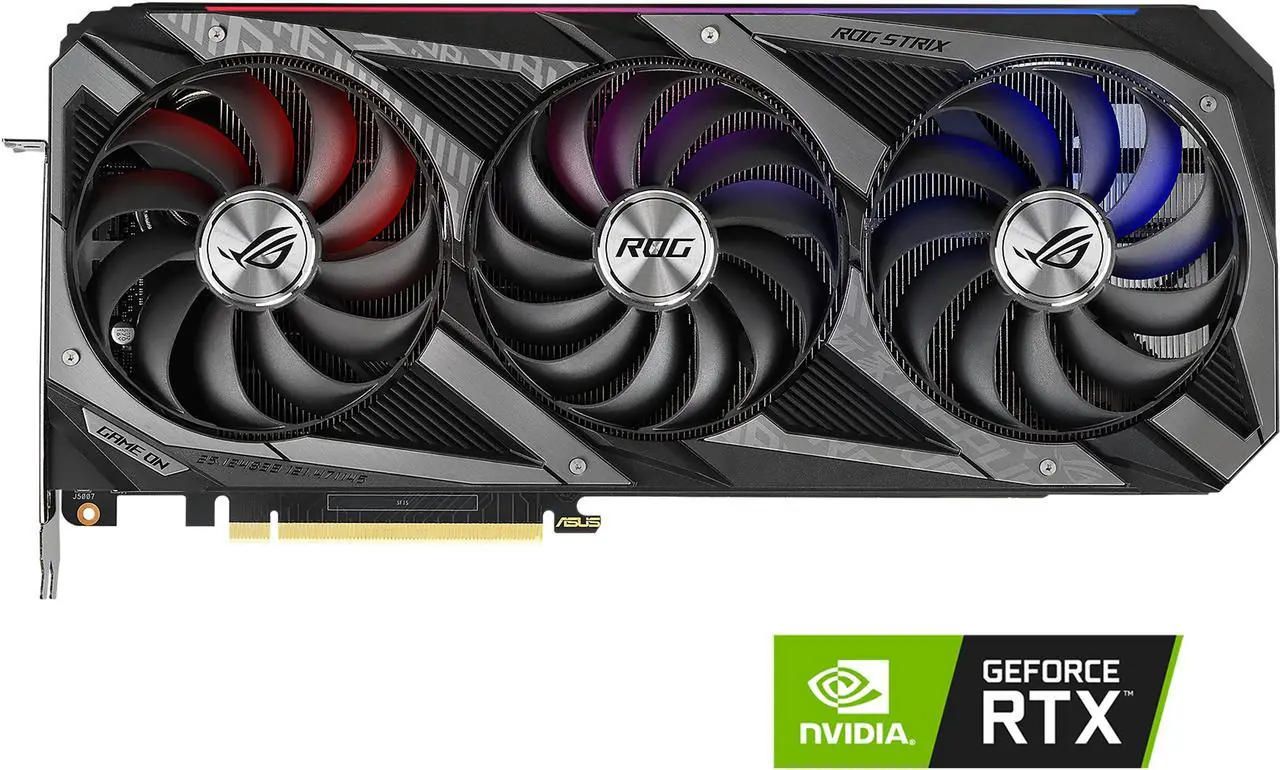 14-126-518-V19 ASUS ROG STRIX RTX 3070 O8G GAMING – 8GB GDDR6, Ray Tracing, DLSS, 1935MHz Boost, AURA Sync RGB, Axial-Tech Cooling, 2.9-Slot, High-Performance Gaming & Content Creation GPU - USED - Image 1