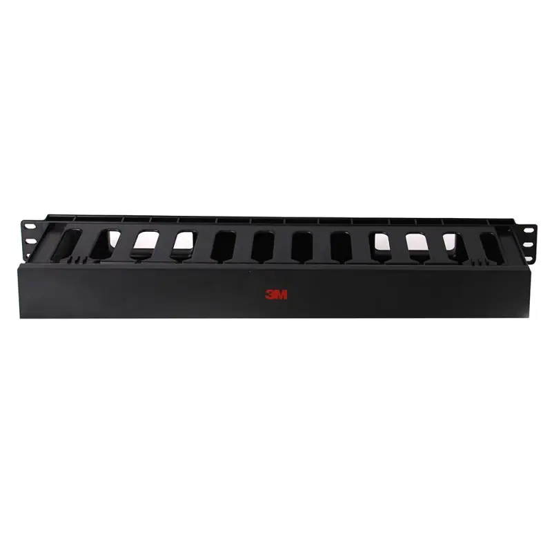 3M Plastic Cable Organizer | 1RU Rack Mount | Black | Compatible with 19" Splitter Shelves | Network Cable Management Ring