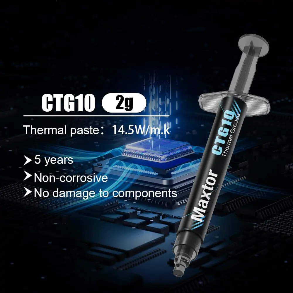 Maxtor CTG10 4g Thermal Paste – High-Conductivity, Non-Conductive, Carbon-Based Compound for CPU/GPU, Long-Lasting, Safe, Easy-to-Apply, Better Than Liquid Metal