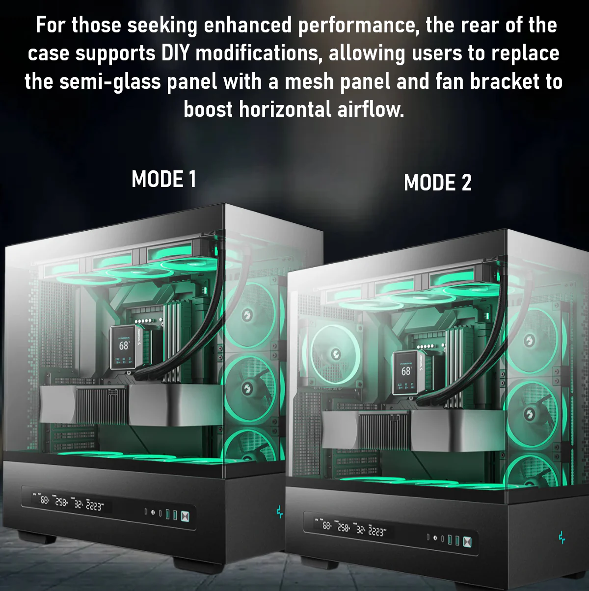 87w3balerdfh346j9dgkh R-CH690-BKNNA0D-G-1 DEEPCOOL CH690 DIGITAL MID TOWER MINI-ITX 450mm BLACK GAMING CASE DeepCool CH690 DIGITAL PC Case With Digital Display, Glass Panel, GPU Holder, USB-C, 450mm GPU, 420mm Radiator, ATX Support, 8 Slots, 3.5”+2.5” Drive Bays, Mesh Mod Option | BLACK