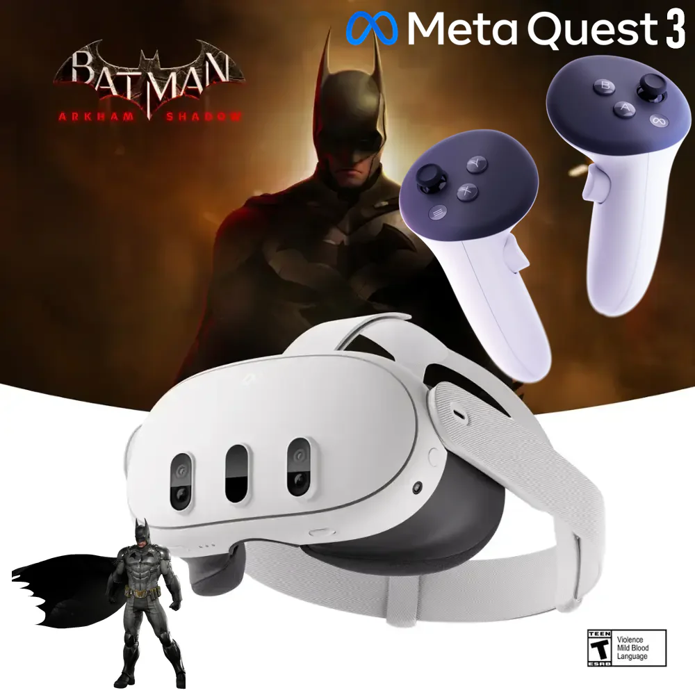 8d86728f SK-1000189-01 META QUEST 3 4K 512 GAME INCLUDED ARKHAM SHADOW Meta Quest 3 4K 512GB — Get Batman: Arkham Shadow — All-In-One Headset Kit ; Touch Plus Controllers , Adjustable Standard Facial Interface , 2 Wrist Straps , Power adaptor , Charging cable - Ultimate Mixed Reality Experiences | WHITE