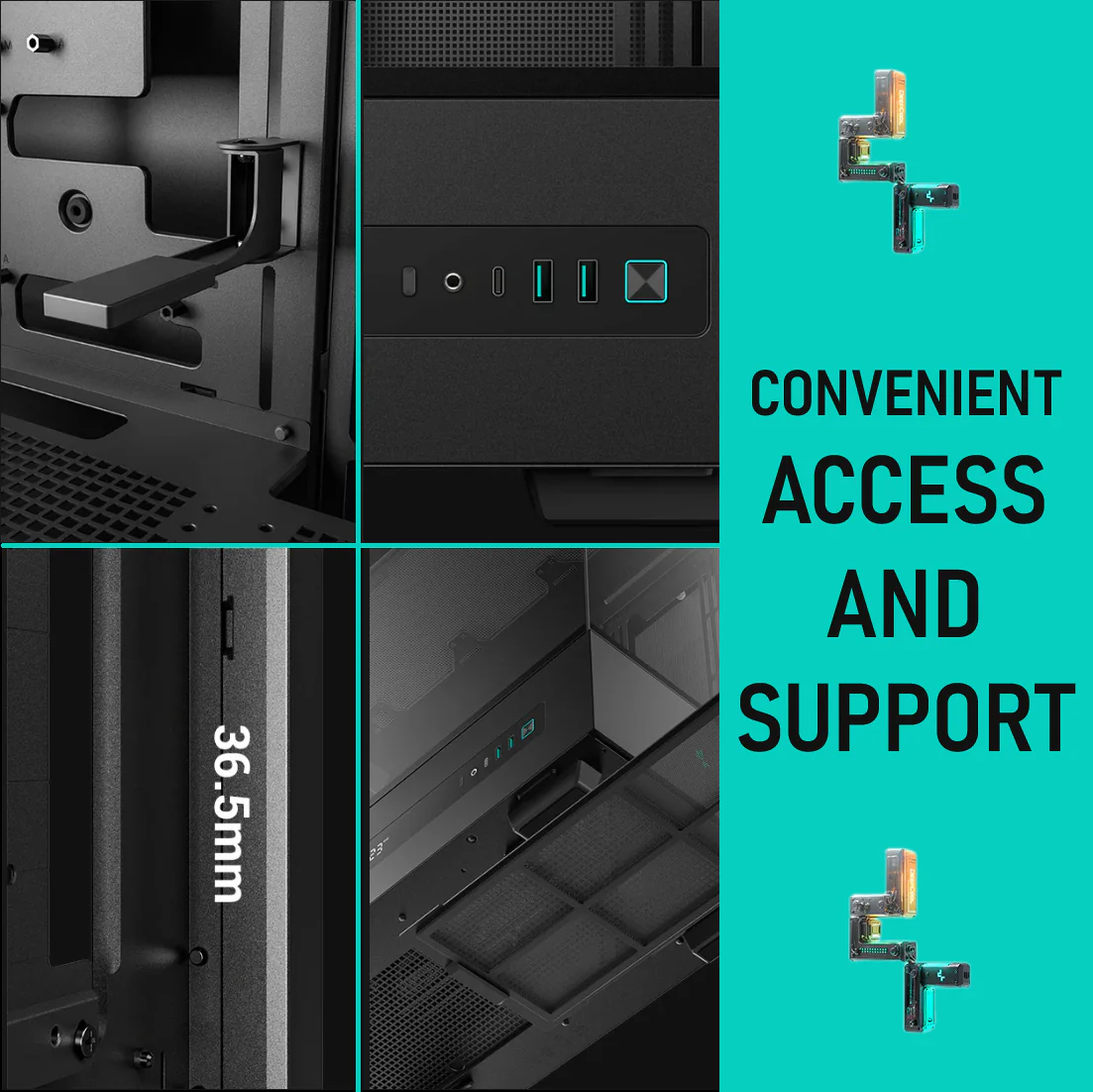 CH690 DIGITAL Black - CONVENIENT ACCESS AND SUPPORT R-CH690-BKNNA0D-G-1 DEEPCOOL CH690 DIGITAL MID TOWER MINI-ITX 450mm BLACK GAMING CASE DeepCool CH690 DIGITAL PC Case With Digital Display, Glass Panel, GPU Holder, USB-C, 450mm GPU, 420mm Radiator, ATX Support, 8 Slots, 3.5”+2.5” Drive Bays, Mesh Mod Option | BLACK