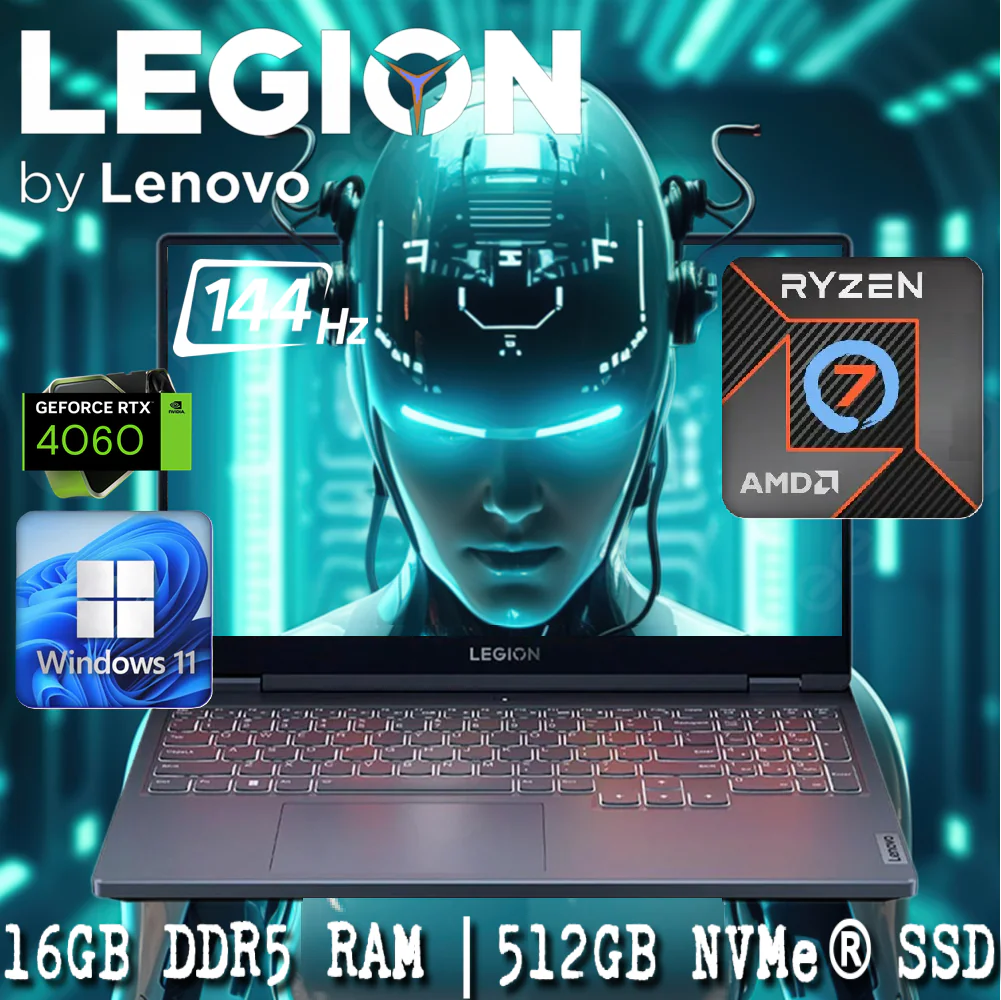 EDTRU55306 83EG0001US LENOVO LEGION 5 15APH9 RYZEN 7-7840HS 16GB / 512GB / 4060 / 15.6" / FHD / WIN11 / STORM-GR LENOVO Legion 5 15APH9 AMD Ryzen™ 7 7840HS | 16GB DDR5 RAM , 512GB NVMe® SSD | RTX™ 4060 8GB | 15.6" FHD IPS Display 144Hz | White Backlit Keyboard | Windows® 11 | Storm Grey