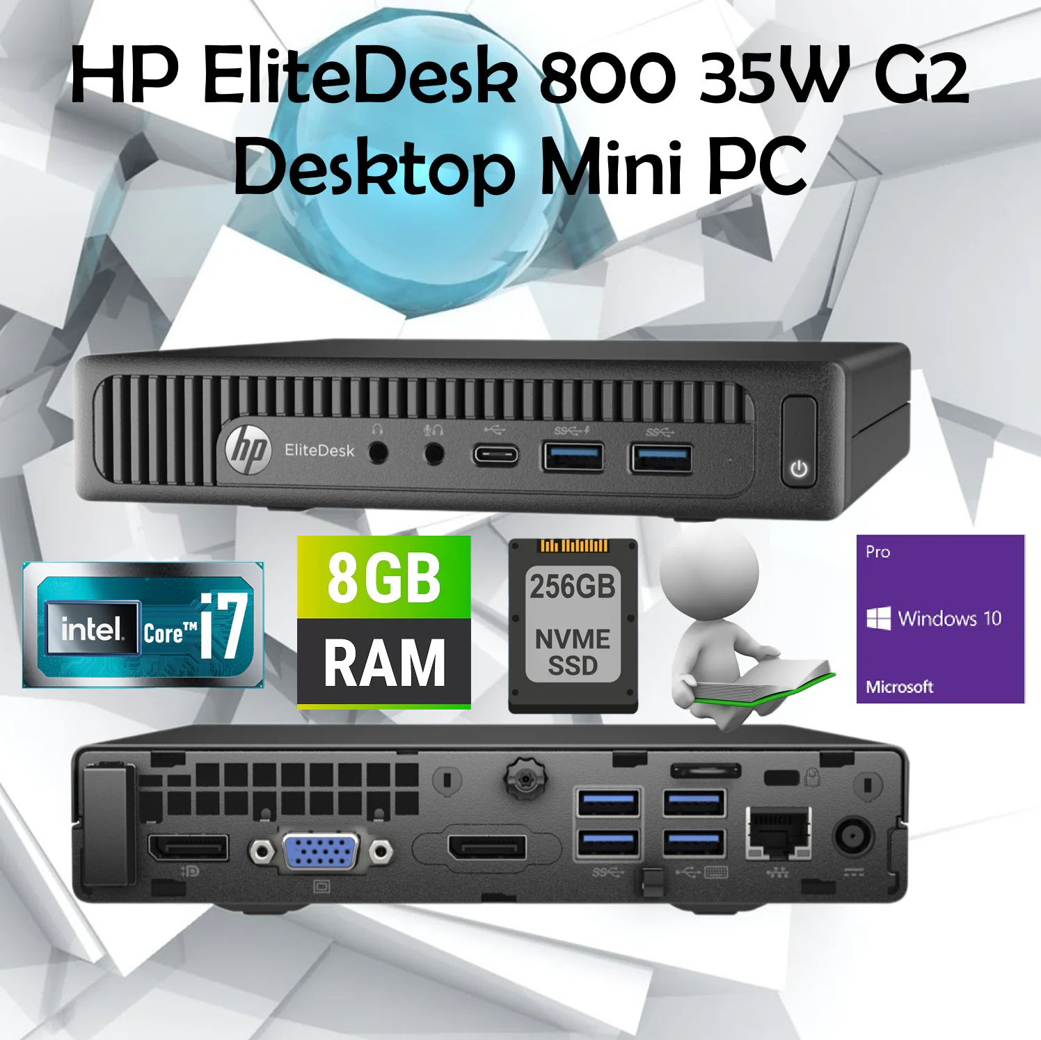 FrsdfghHD HP-800-G2-I7 HP 800 G2 I7-6TH 8GB 256GB BLACK HP EliteDesk 800 35W G2 Base Model Desktop Mini PC : Intel® Core™ I7-6500T | 8GB RAM , 256GB NVMe SSD | Windows 10 Pro | 2 Display Port | 6 USB 3.2 Ports, Ethernet LAN, 35W Power Efficiency | L1W21AV BLACK - USED