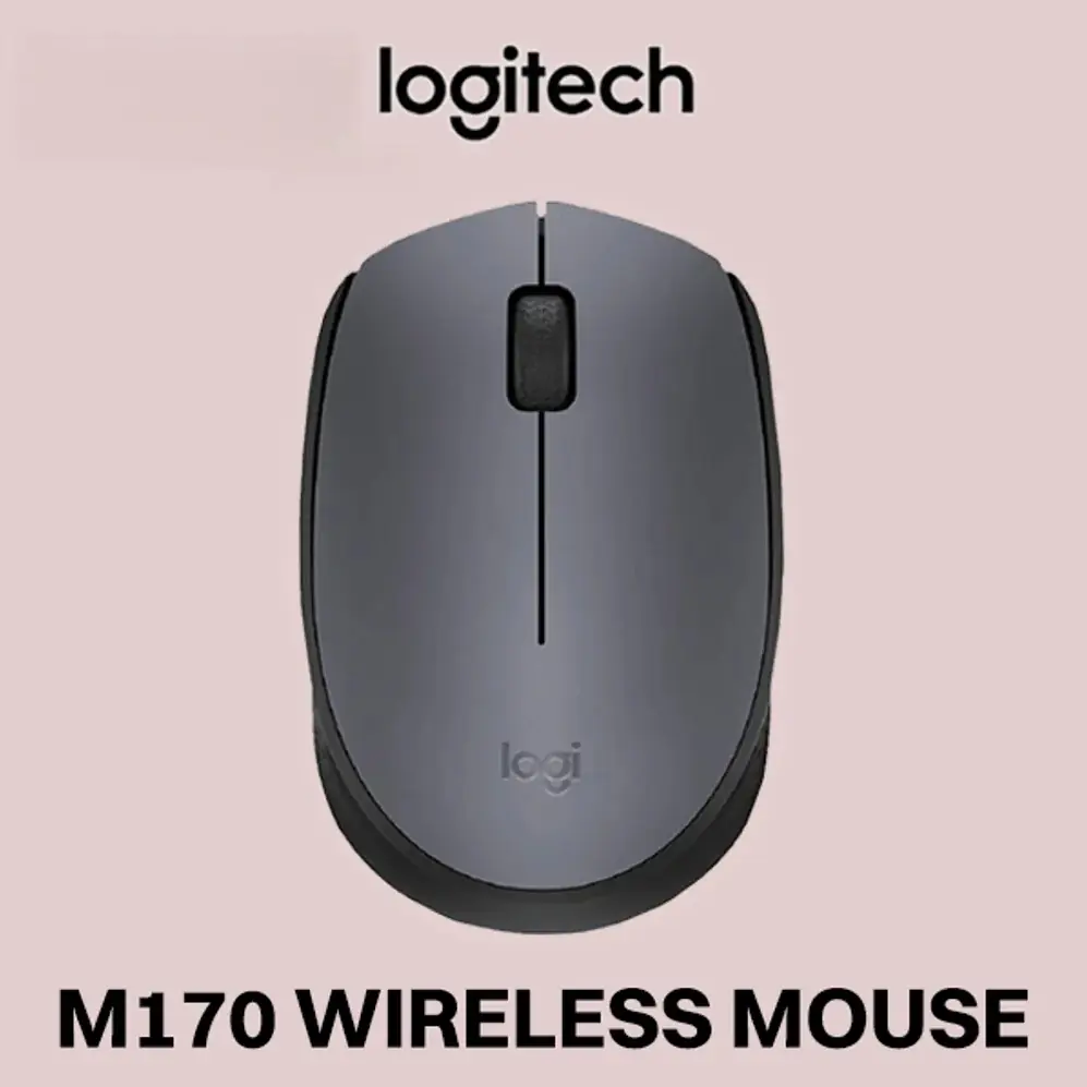 Logitech M170 Wireless Mouse | 2.4GHz USB Receiver | Ambidextrous | Up to 12-Month Battery | Compact & Travel-Friendly | Compatible with Windows/macOS/Linux | Black-Grey
